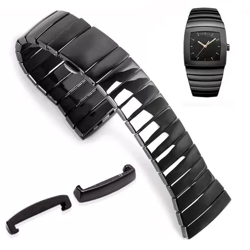 Ceramic Link Bracelet - Horlogeband voor Rado SINTRA-serie Zwarte keramische