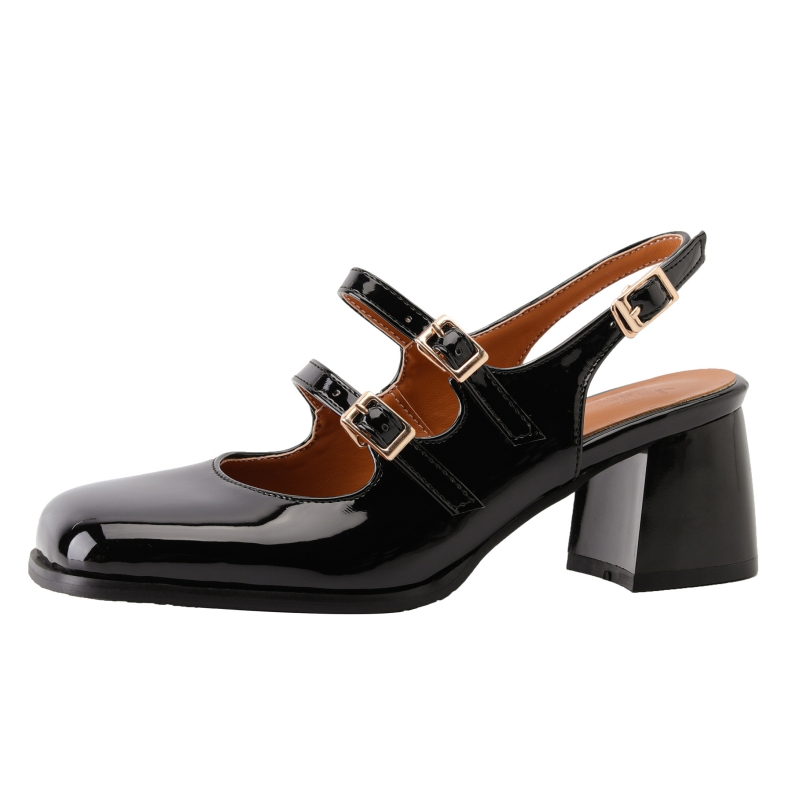 Leather Classic Strap - Elegante dames hoge hakken Mary Janes