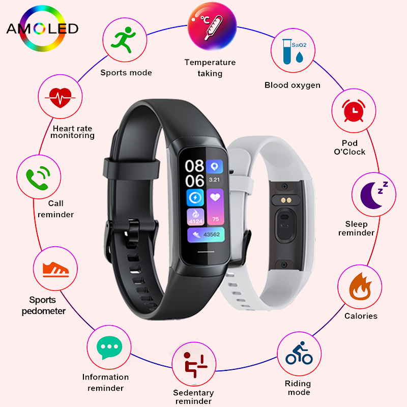 Android Smartwatch Accessories - LUIK 1,1 inch Amoled hartslagmeter slimme